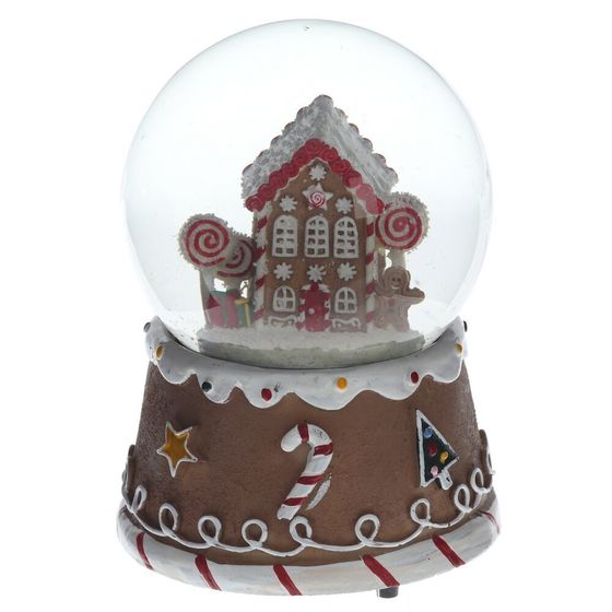 Фигурка декор в стекл шаре &quot;Домик&quot; (подсвет,муз,вьюга, 3хААА н/п), D 10 см, L12 W11 H14 см