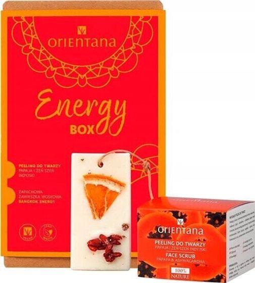 Orientana Orientana, Zestaw ENERGY Box: peeling do twarzy i zawieszka zapachowa