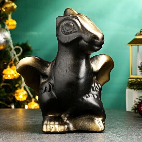 !09 Копилка &quot;Дракон Тоша&quot; черная в золоте, 20 см.