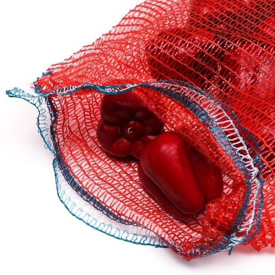 !09 Сетка овощная с ручками, 10 штук, красная, 30 х 47 см, 8 кг.
