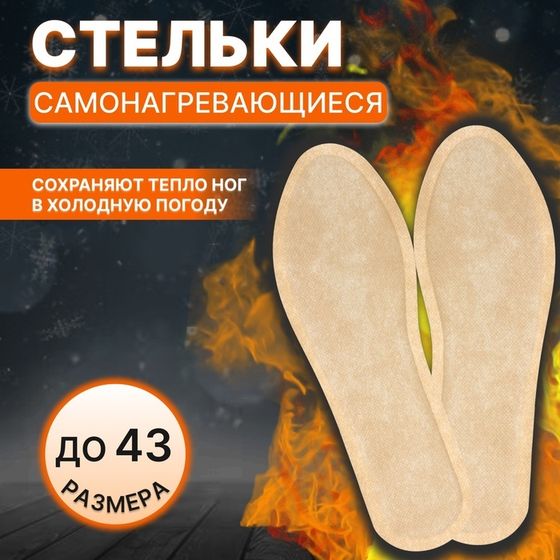 Стельки для обуви, самонагревающиеся, р-р RU до 38 (р-р Пр-ля до 43), 25 см, пара, цвет бежевый