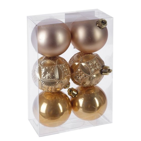 Набор из 6шт Украшение новогоднее Шар &quot;Золотистый жемчуг&quot;, D6 см, L12 W6 H17,5 см