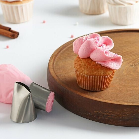 !09 Набор 2 предмета - Насадка кондитерская «Лепесток большой», d=3.4 см, выход d=3 см, нержавеющая сталь