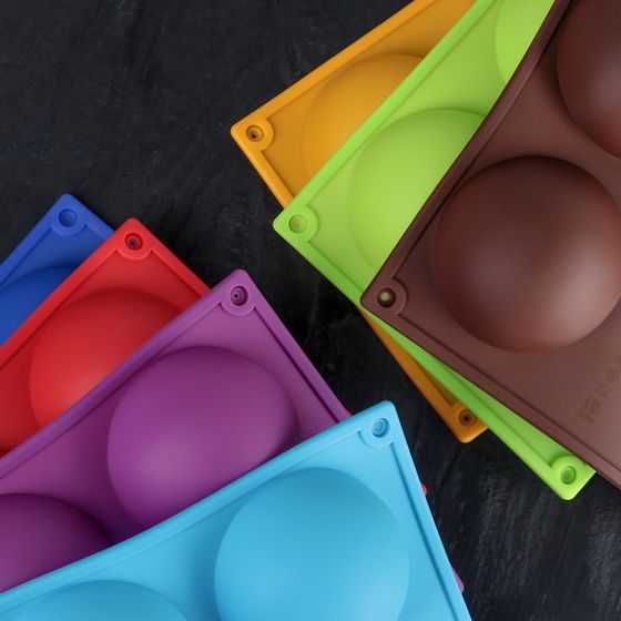 !09 Форма для выпечки «Полусфера», силикон, 29,5×17 см, 5 ячеек, d=8 см, цвет МИКС