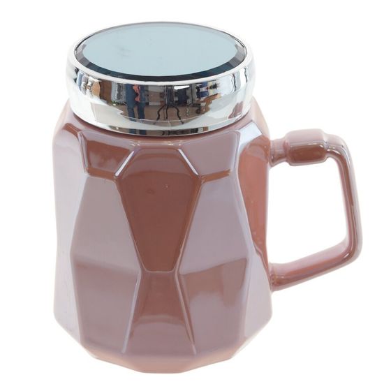 Кружка с крышкой, 550 мл, L13 W9 H13 см, цвет микс