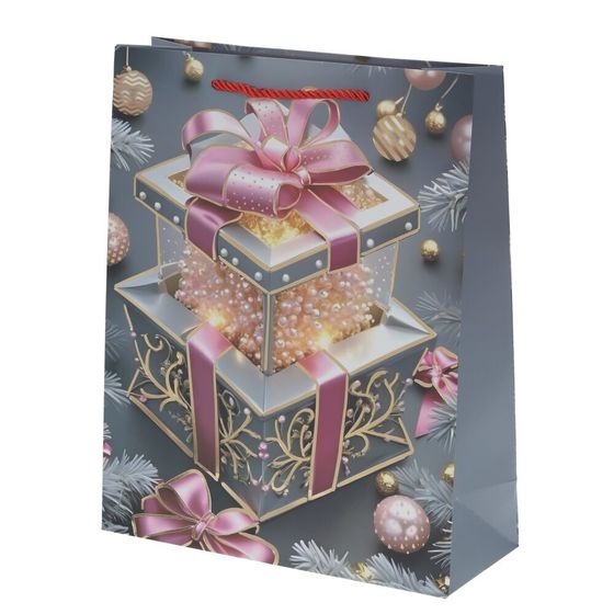 Пакет подарочный (бумага 210г/м2, блок 12шт), L30 W12 H39 см, 4в.