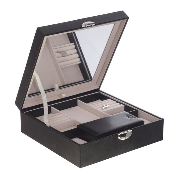 Шкатулка для украшений и часов с дорожным футляром, Д25 Ш25 В8,5 см