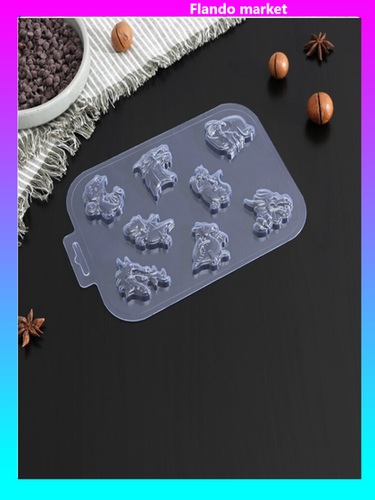 !09 Форма 2 штуки для шоколада и конфет «Драконы», цвет прозрачный