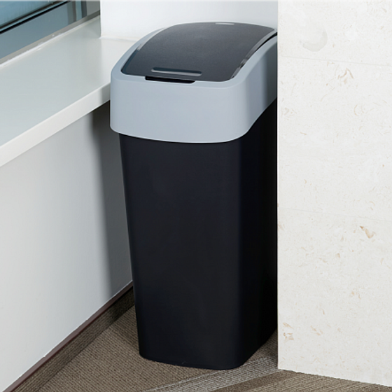 Контейнер для мусора FLIP BIN черный/серый 45л