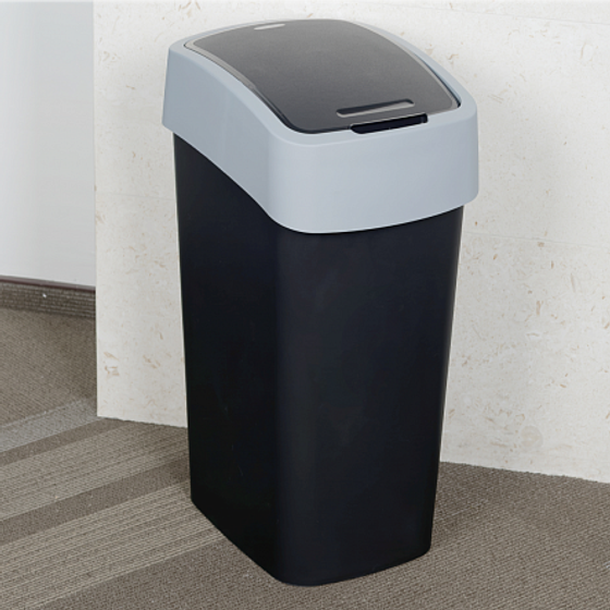 Контейнер для мусора FLIP BIN черный/серый 45л