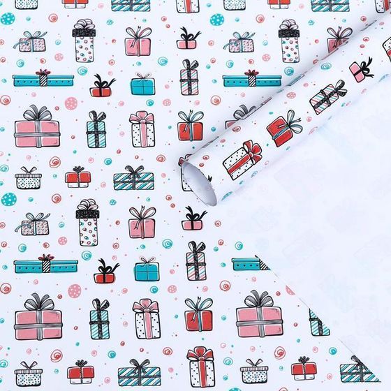 !09 Бумага глянцевая 2 листа "Подарок", 50 х 70 см.