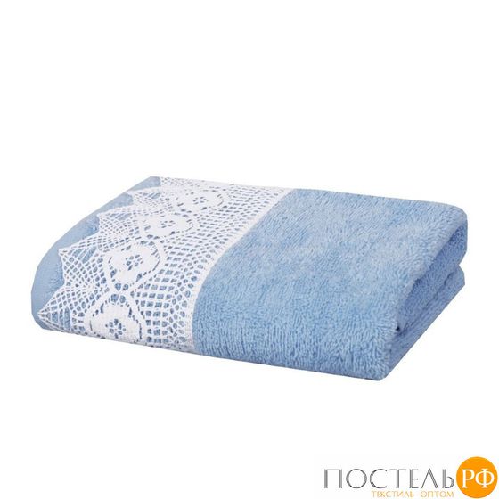 529700/3-3 Полотенце с кружевом 100% хб SHE &quot;Gabriella&quot; 450 гр 70*140 blue