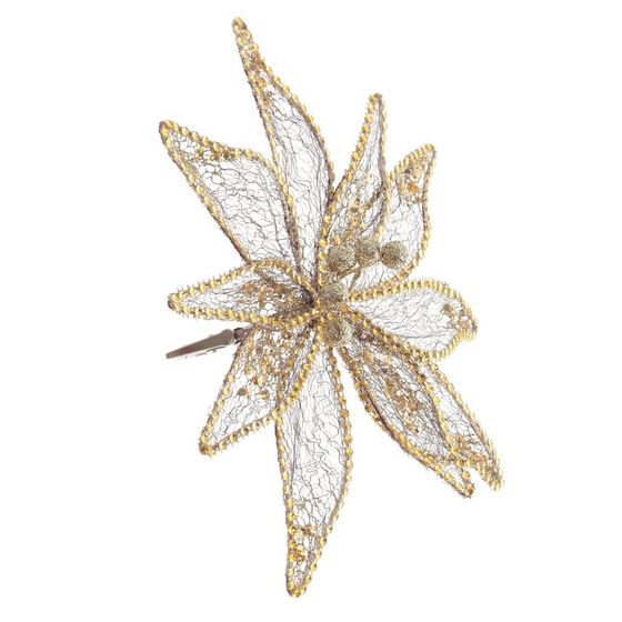 Цветок искусственный &quot;Пуансеттия&quot; (на клипсе), L23 W23 H12 см