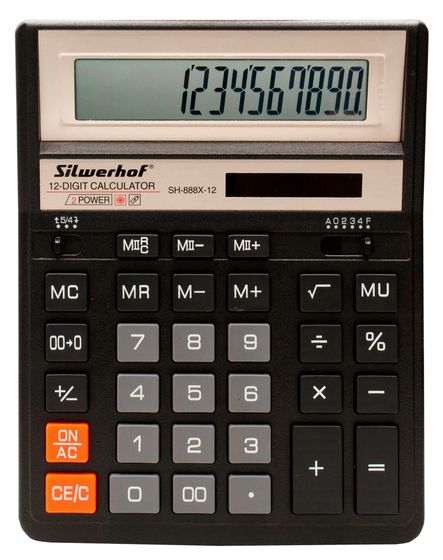 Калькулятор настольный Silwerhof SH-888X-12 черный 12-разр.