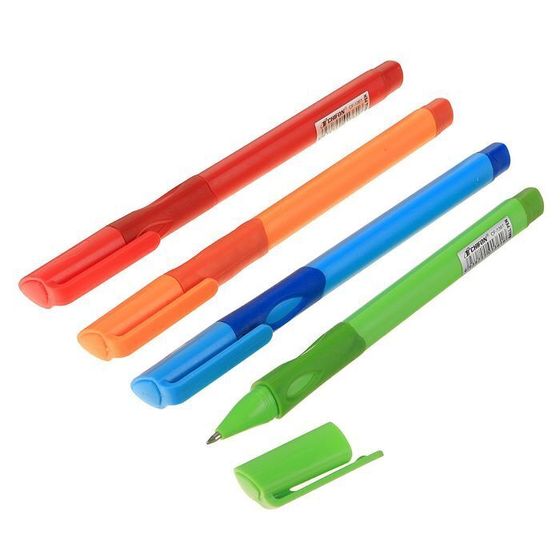 Ручка шариковая, 2 штуки 0.7 мм, стержень синий, корпус с резиновым держателем, МИКС