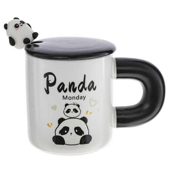 Кружка с крышкой и ложкой, 430 мл, L8,5 W8,5 H9,8 см