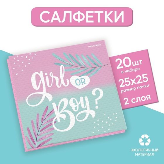 Салфетки «Girl or Boy», 25х25см, набор 20 шт.