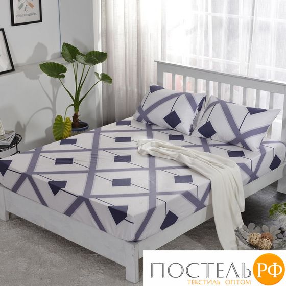 PCT-R-299 Простынь сатин на резинке печатная 180x200, (высота-20 см)
