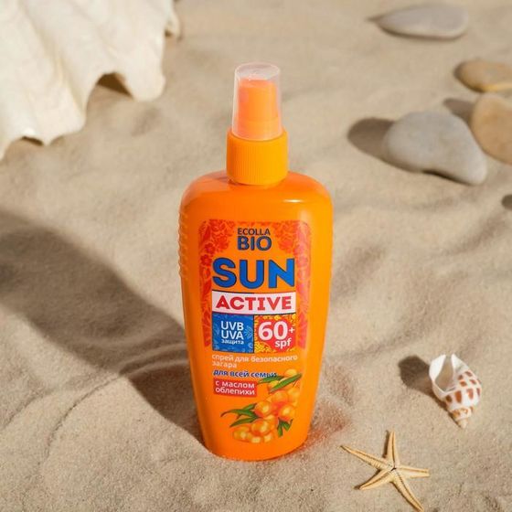 Спрей для безопасного загара SPF 60+ для всей семьи Ecolla-BIO &quot;Sun Active&quot;, 120 мл