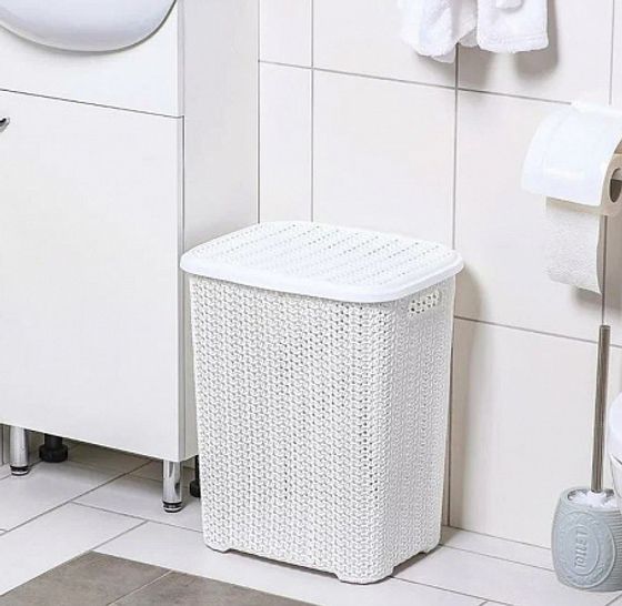 Корзина для белья Вязь 60л белый