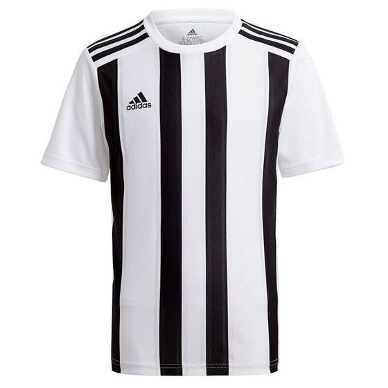 Мужская футболка спортивная черная белая в полоску Adidas Striped 21 JSY M GV1377 Tee