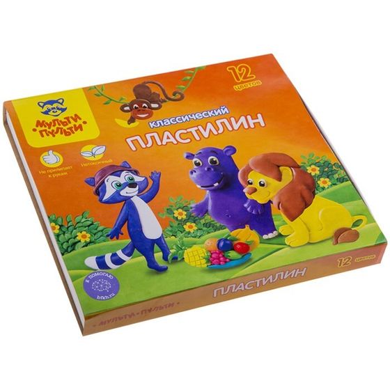 Пластилин 12 цветов &quot;Мульти-пульти&quot;, &quot;Приключения Енота&quot;, стек, картонная упаковка, 240 г