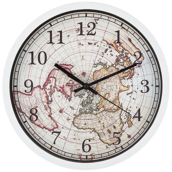 ЧАСЫ НАСТЕННЫЕ КВАРЦЕВЫЕ &quot;WORLD MAP&quot; ДИАМЕТР=31 СМ. ДИАМЕТР ЦИФЕРБЛАТА=27,5 СМ.