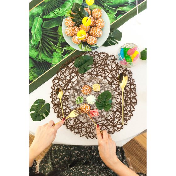 !09 Салфетка сервировочная (набор 2 штуки) на стол «Одуванчик»,38×38 см, цвет коричневый