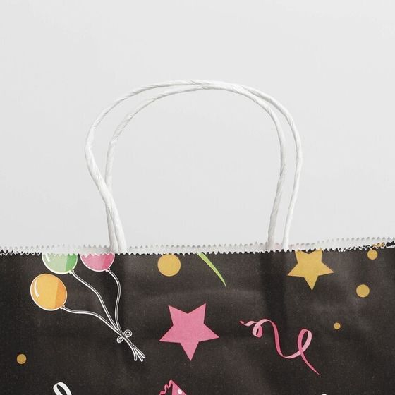 !09 Пакет (набор 4 штуки) HAPPY BIRTHDAY black, 27 х 21 х 11 см.