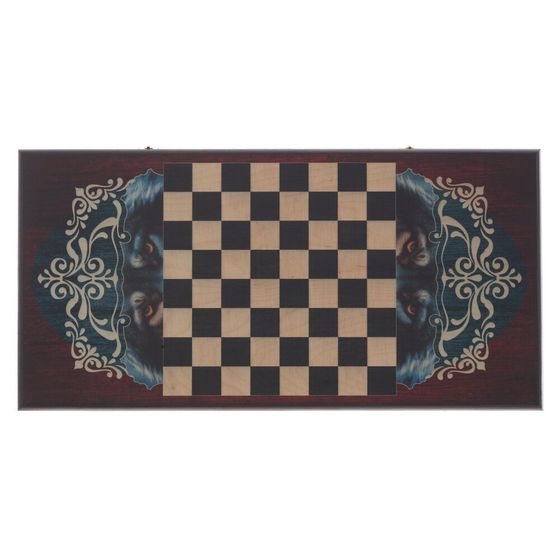 Игра настольная 2 в 1 ( шашки, нарды) "Волк вожак", L60 W30 H4 см