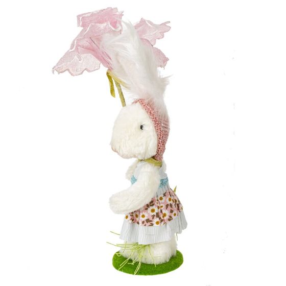 Фигурка декоративная "Зайка с цветком", L12 W10,5 H39 см