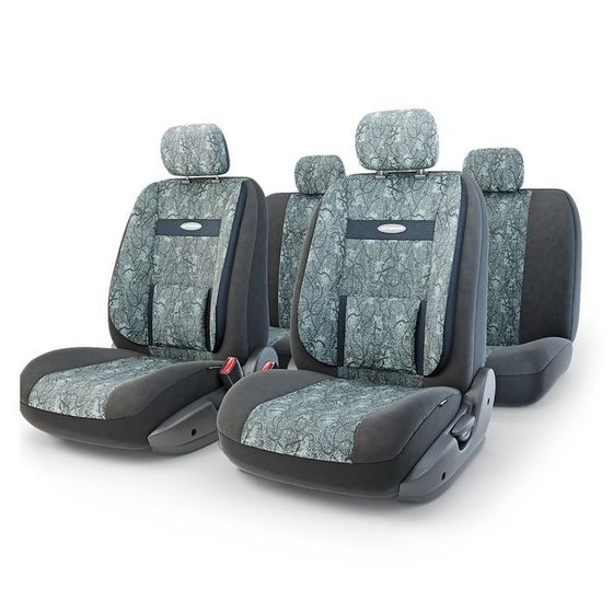 Авточехлы универcальные AUTOPROFI COMFORT, COM-1105 Cyclone (M), велюр, жаккард полипропилен, набор из 11 предметов, расцветка &quot;Циклон&quot;