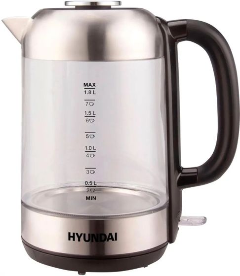 Чайник электрический Hyundai HYK-G4034 1.8л. 2200Вт черный/прозрачный