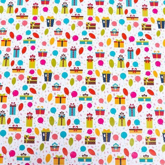 !09 Набор глянцевой бумаги (3 листа) с печатью "С днем рождения", 70 х 100 см.