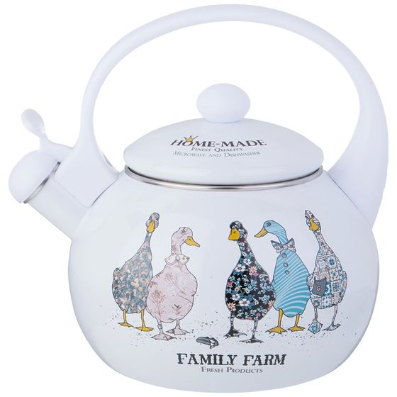 ЧАЙНИК AGNESS ЭМАЛИРОВАННЫЙ СО СВИСТКОМ СЕРИЯ &quot;FAMILY FARM&quot;, 2,2Л, ИНДУКЦИОННОЕ ДНО