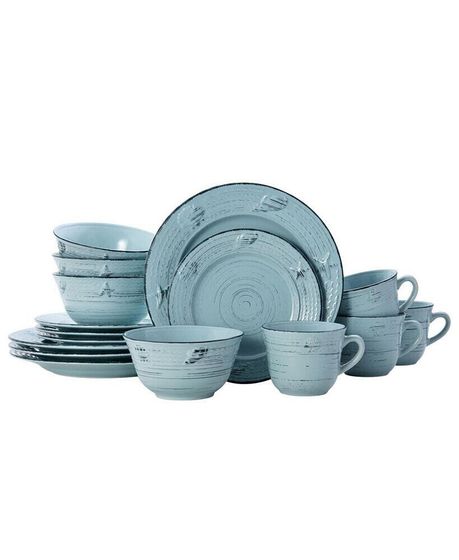 Trellis Coastal 16-PC Dinnerware set, Service for 4