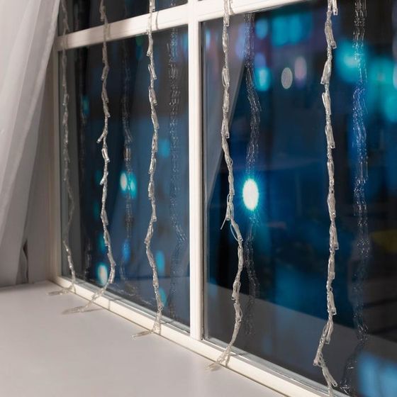 !Гирлянда «Водопад» 2 × 1.5 м, IP20, прозрачная нить, 400 LED, свечение синее, 8 режимов, 220 В
