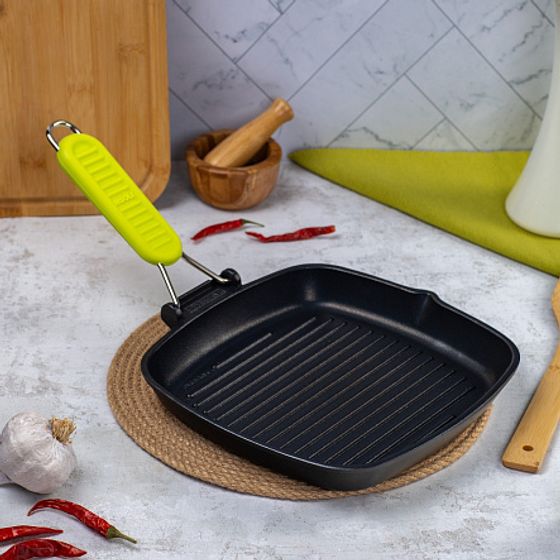 Гриль Saporelax 26x26см со складной силиконовой ручкой GREEN