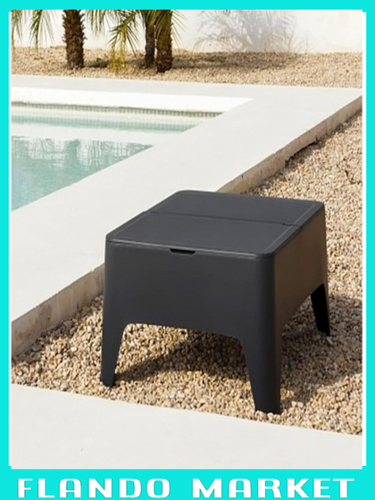 Стол для шезлонга ALASKA черный с отсеком для хранения