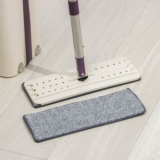 !Швабра с отжимом и ведро: ведро с отсеками для полоскания и отжима 10 л, швабра плоская, запасная насадка из микрофибры