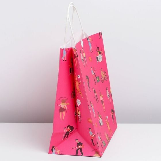 !09 Пакет (набор 2 штуки) крафтовый «С днём рождения», 28 × 32 × 15 см.