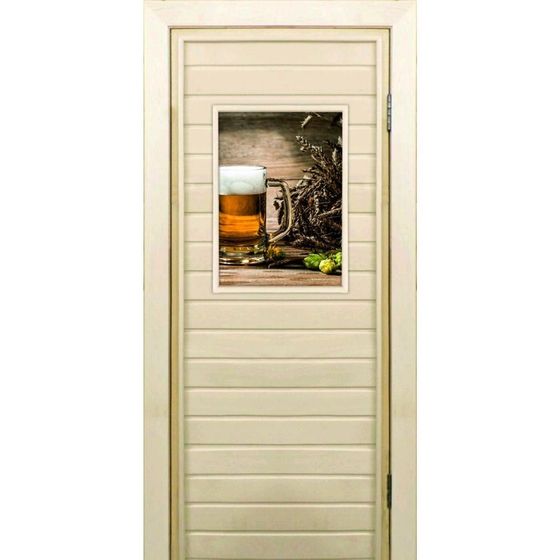 Дверь для бани со стеклом (40*60), &quot;Хмель и солод&quot;, 180×70см, коробка из осины