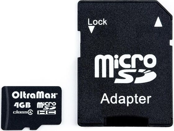 Карта памяти microSDHC 4GB Oltramax OM004GCSDHC4-AD + адаптер