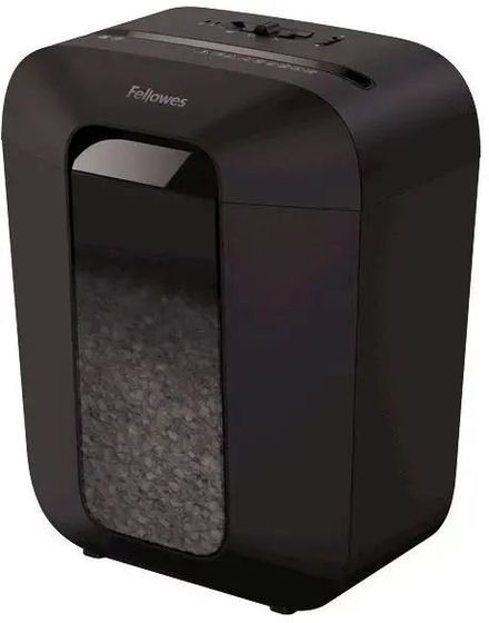 Шредер Fellowes PowerShred LX50 черный (секр.P-4) перекрестный 9лист. 17лтр. скрепки скобы пл.карты