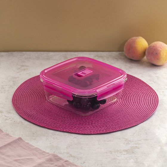 Контейнер ПЮРБОКС АКТИВ НЕОН РОЗОВЫЙ 1220мл квадратный