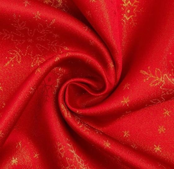 !09 Скатерть «Снежинки» красный, 110*150 см, 115 ±10 гр,100% п/э/