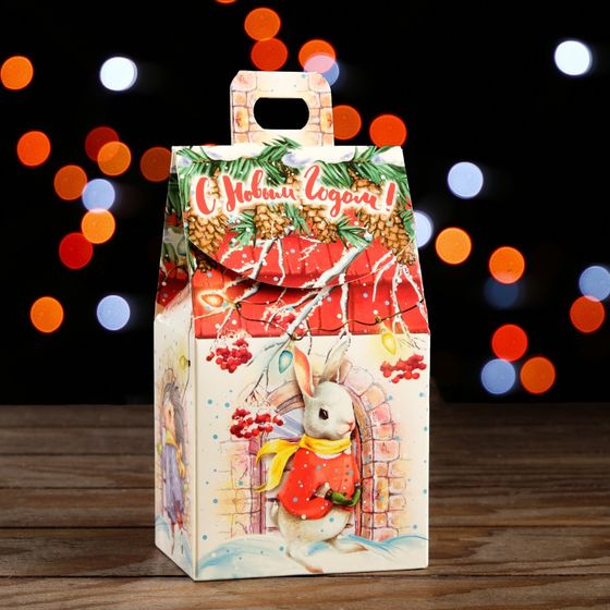 !09 Подарочная новогодняя коробка (комплект 10 штук) «Новогодние Кролики», для сладких подарков, 9.1×7×15.7 см