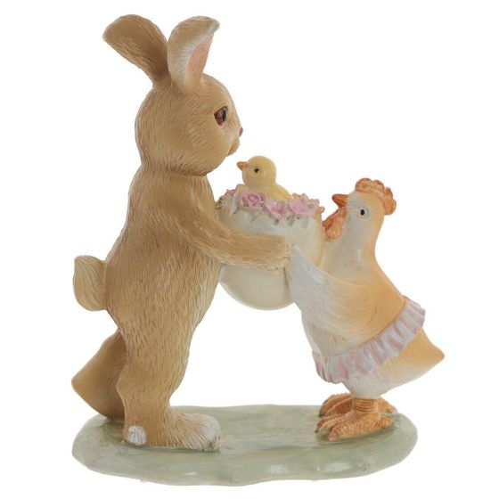 Фигурка декоративная &quot;Заяц с курочкой&quot;, L12 W6 H14 см