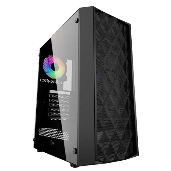 Корпус Powercase Корпус Powercase Diamond Mesh LED, Tempered Glass, 1x 120mm 5-color fan, чёрный, ATX  (CMDM-L1)