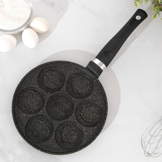 !Сковорода «Оладница», d=23 см, пластиковая ручка, антипригарное покрытие, цвет чёрный